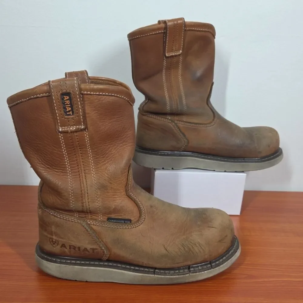 MENS Ariat Rebar Wedge Pull On Waterproof Composite Toe Work Boots sz 7EE AS IS